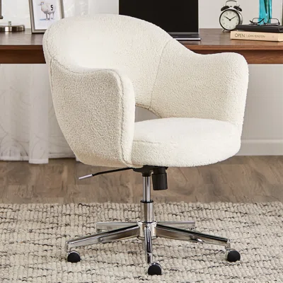 Serta Valetta Midcentury Modern Faux Fur Home Office Chair with Memory Foam Padding