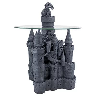 Lord Castle Glass Topped Sculptural End Table