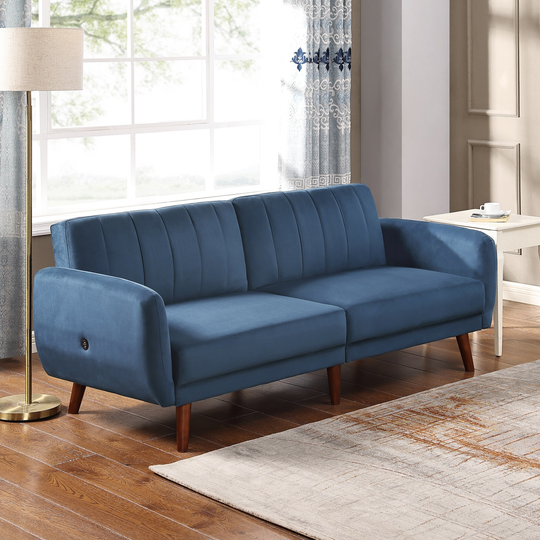 Modern Velvet Loveseat Convertible Folding Sofa Bed, Manual Recline Sleeper Sofa