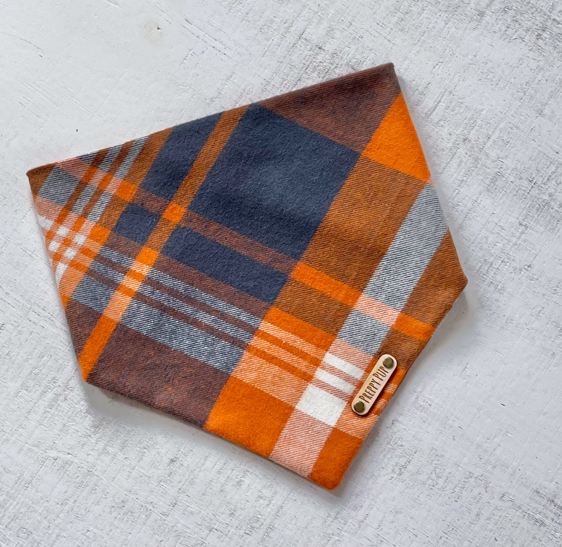 Orange & Navy Plaid Dog Bandana