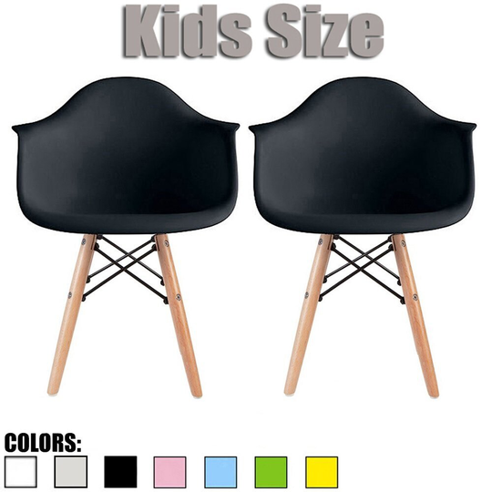 2xhome Set of 2 Black Plastic Chairs With Arms Armchair Natural Wood Child Kids Toddler Preschool Daycare Home Bedroom Desk