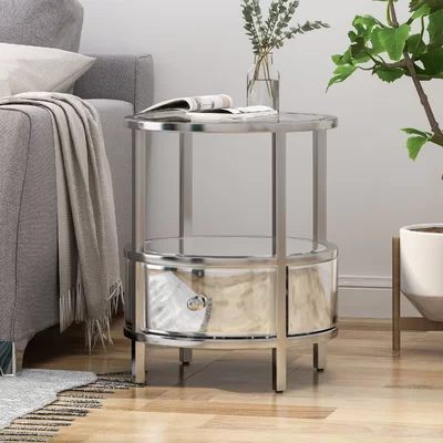 Cameron Glass End Table with Storage