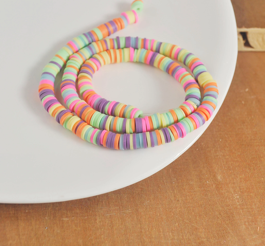 6mm Vinyl Heishi Beads, Mixed Color Polymer Clay Beads, African Polymer Clay Diy Making Jewelry Bead, Length 40cm6-27#