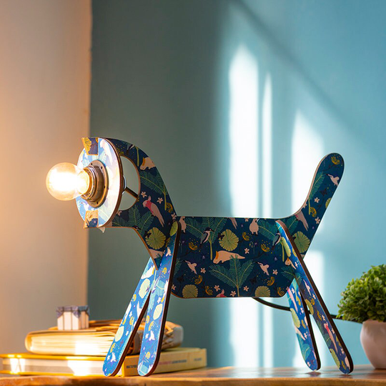 Desk, Table/Floor Lamp For Living, Office Or Bedroom Decor in Dog Shape With Print Design