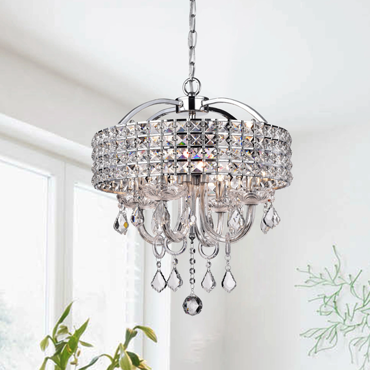 Anteron 4-Light Chrome Crystal Chandelier - Chrome Finish