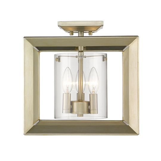 Golden Lighting's Smyth Semi-Flush (Low Profile) (White Gold & Clear glass) #2073-SF12 WG-CLR