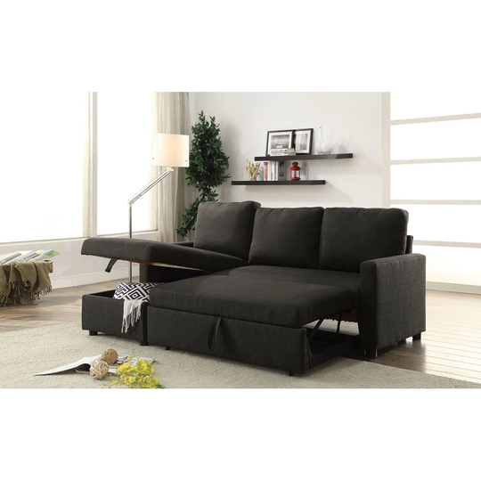 L-Shape Sectional Sofa with Sleeper in Linen