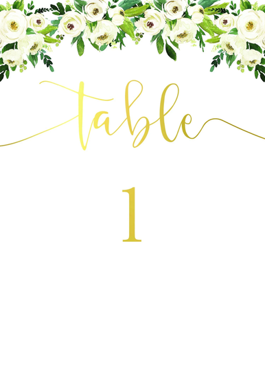 White & Gold Effect Table Number/Name