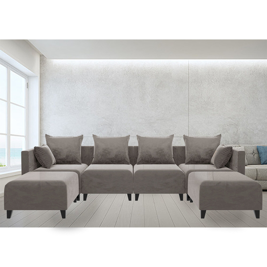 Sectional Sofa U-shaped 6 Seat for Living Room,Velvet Sofa Couch Camel