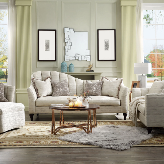 Fabric Upholstered Sofa Tufted Sofa with Accent Pillows
