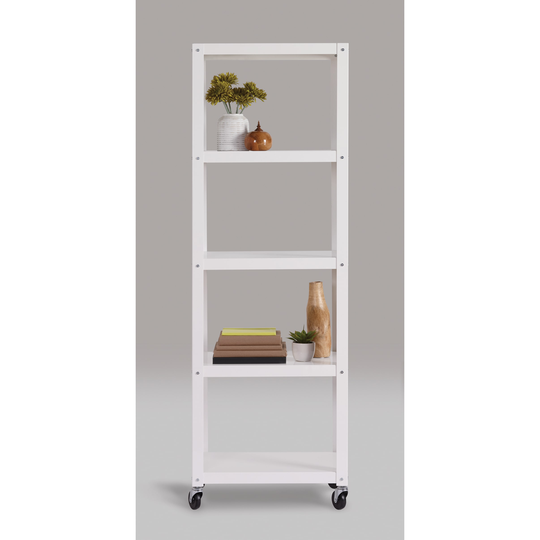 Porch & Den Leigh Industrial Modern Mobile 5-shelf Bookcase Cart