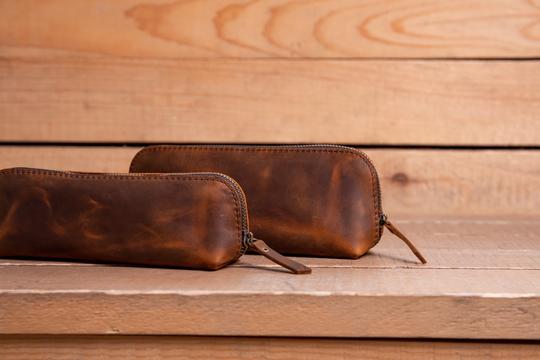 Leather Pencil Case Pouch Vintahge Holder Pencilzipper Bag Pen Pen Leather
