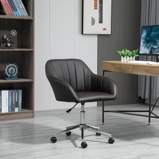 Vinsetto Mid Back Home Office Chair Computer Desk Chair with PU Leather, Adjustable Height, Swivel Wheels for Study, Bedroom