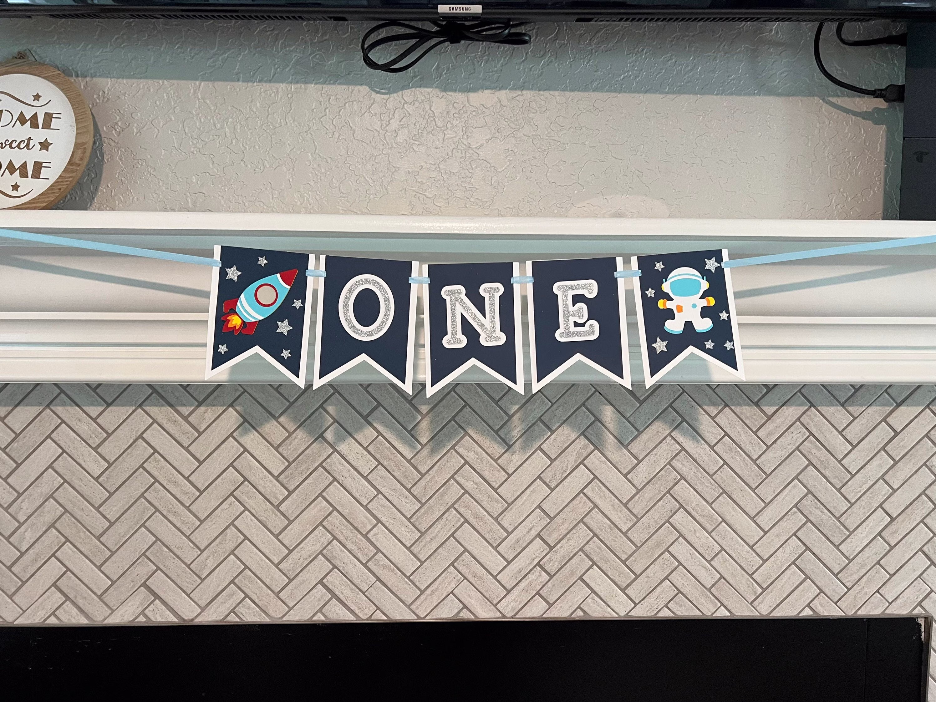 Space First Birthday High Chair Banner/Trip Around Sun Party Boy