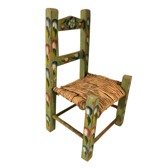 Small Folk Art Chair, Mexican Doll Hand Painted Chair