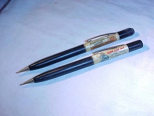 2 Advertising Mechanical Pencils - Downy Flake Shop Peoria Illinois & Business Equipment Company Pekin