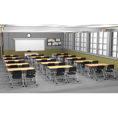 31 Person Training Meeting Seminar Tables with Modesty Panels and 31 Chairs Complete Set