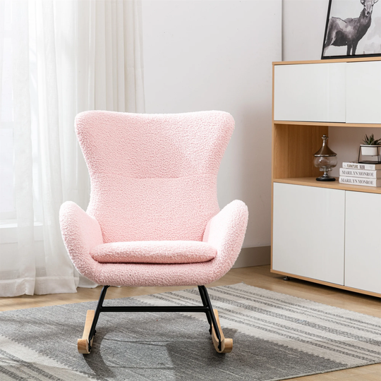 Accent Chair Rocking Chair, Teddy Padded Velvet Chair for Living Room