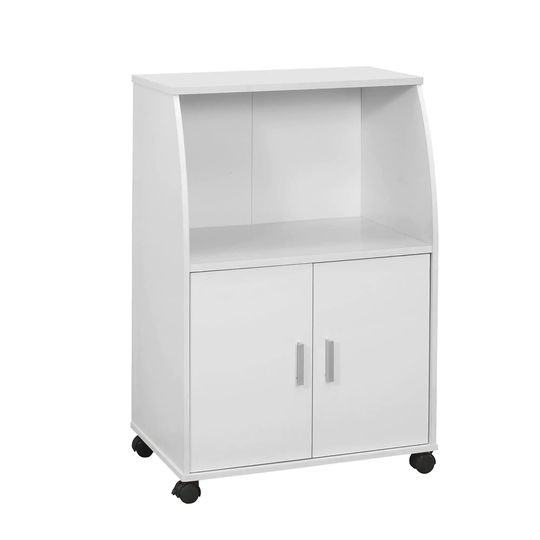 33" White Traditional Style Rectangular Kitchen Cart Adjustable Shelf