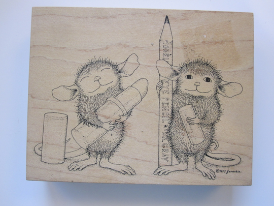 Vintage Rubber Stamp - House Mouse Designs Eye Pencil & Lipstick Ready Mudpie Maxwell Stampa Rosa, 2000 Used Pe98 D01