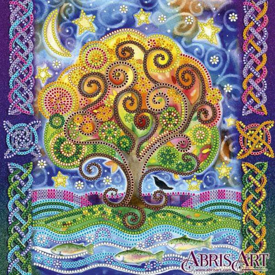 Diy Bead Embroidery Kit On Art Canvas "Fairy Tree" Size 7.9"×7.9" | 20x20 cm, Gift | Abris