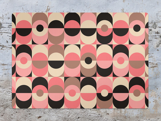 Muster Vintage Geometric Chair Mat, Pink Splat Brown Vinyl Floor Retro Protective Pad, Area Rug, Gift Idea