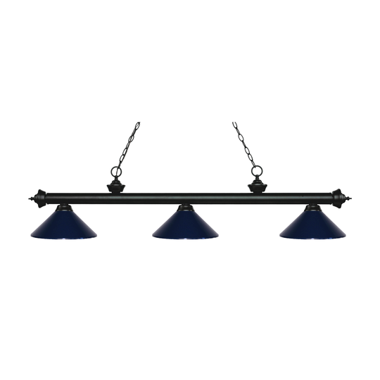 Avery Home Lighting Riviera Matte Black 3-light Island/Billiard Navy Blue-finished Light - Matte Black