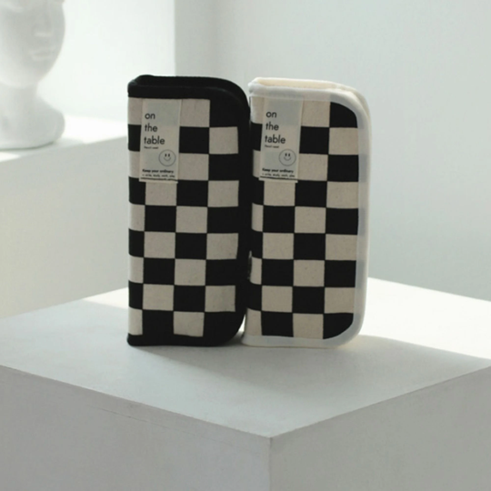 Checkerboard Pencil Case | Pen Pouch Zipper Makeup Bag School Supply