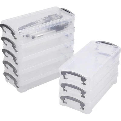 8 Pack Plastic Pencil Box, Large Capacity Pencil Box With Snap-Tight Lid, Office Supplies Storage Organizer Box, Pencils Storage Box Watercolor Pen Dr