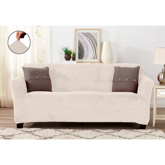 Great Bay Home Velvet Plush Form Fit Sofa Slipcover