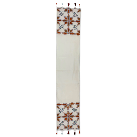 Novica Handmade Ginger Stars Beaded Applique Table Runner