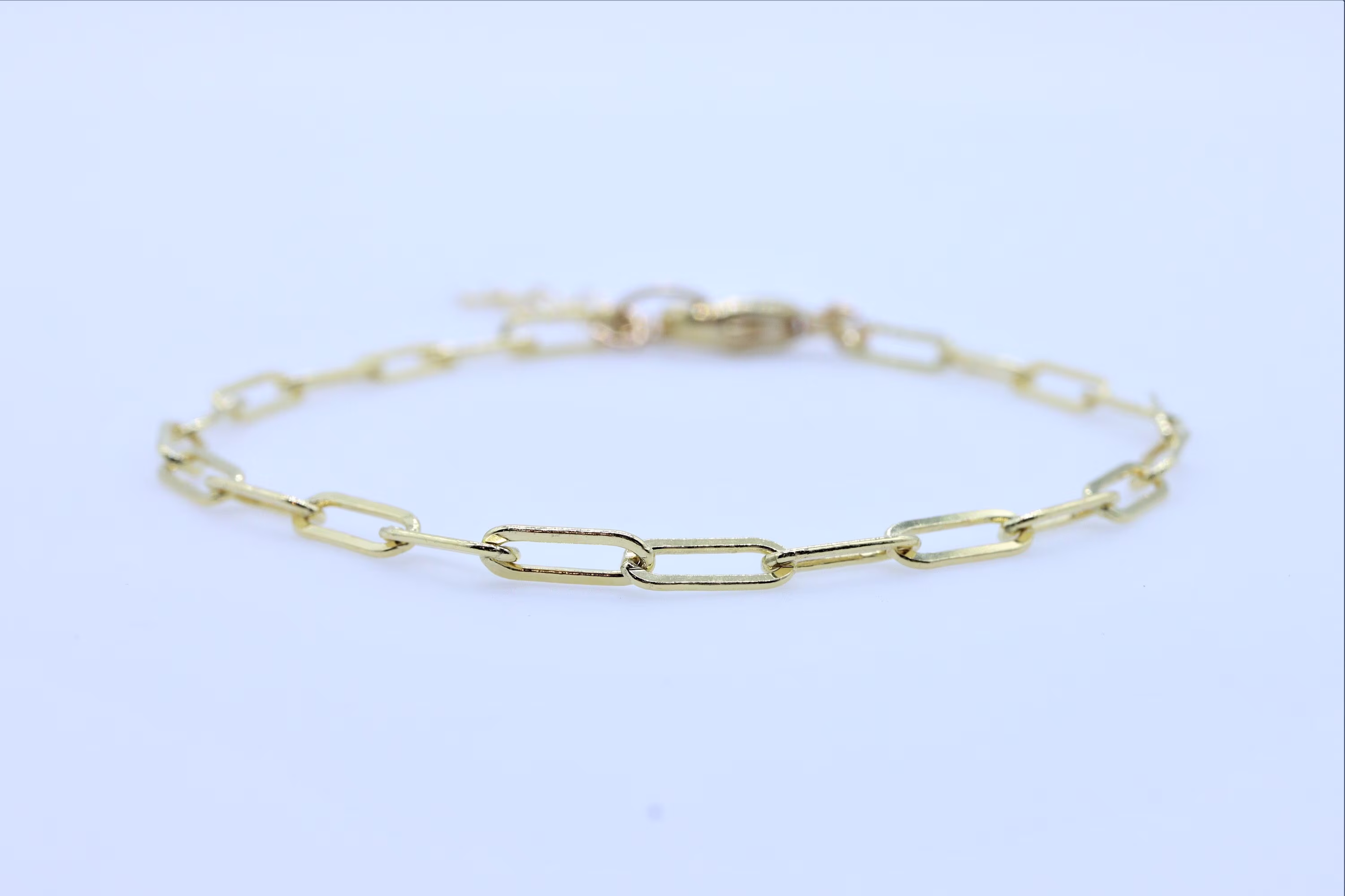 Small 3.1mm Paperclip Chain Bracelet, 14K Gold Filled Oval Link Dainty Gift For Her