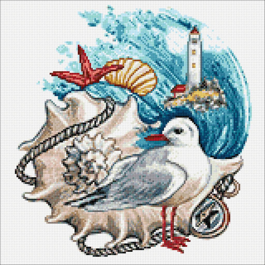 Seagull With Lighthouse Diamond Painting Set By Crafting Spark. Cs2801 Marine Art Kit. Kit