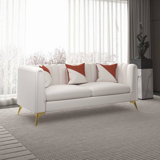 3 Seats Sofa Modern Velvet Padded Bench Removable Cushions Sofa, Pillows Included
