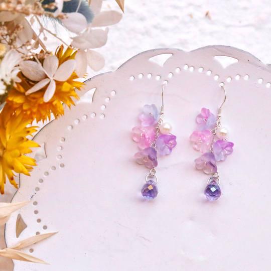 Colorful Dangle Earrings, Lily Of The Valley Elegant Dainty Floral Kawaii Long Earring, Nature Inspired, Fairy Earrings