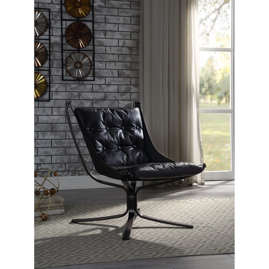 ACME Carney Accent Chair in Vintage Blue Top Grain Leather
