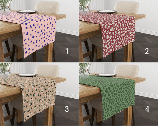 Leopard Print Table Runner, Animal Decorative Digital Tablecloth, Linens, Dining Room Decor, Gift For Her