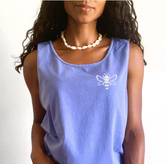 Bee Tank Top, Comfort Colors Tee With Embroidered Unisex Sleeveless Tshirt Many Available, Lover Gift