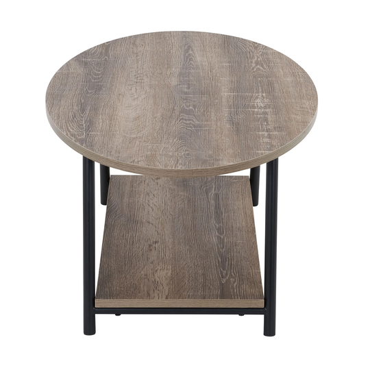 Household Essentials Oval 2 Tier Coffee Table, Ashwood