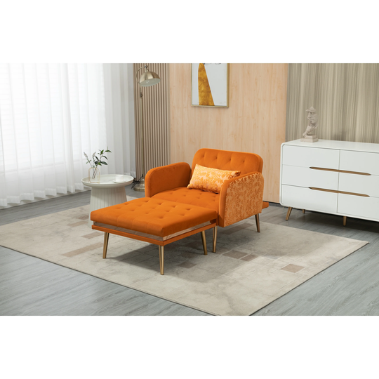 Velvet Accent Chair Tufted Cushions Lounge Chair Indoor Lounge Sofa with Ottoman