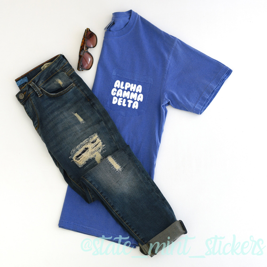 Alpha Gamma Delta | Comfort Colors Short Sleeve Pocket Tee