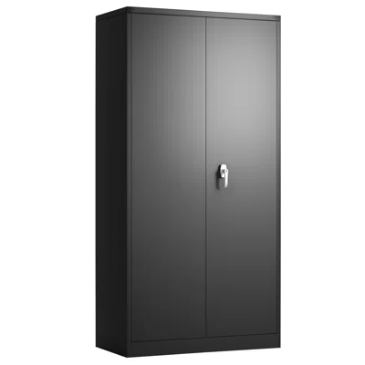 Metal Storage Cabinet With 2 Door And 4 Adjustable Shelves