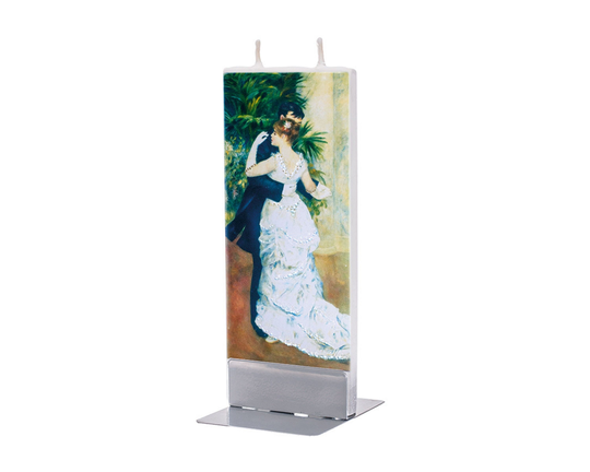 Hand Painted Flat Candle | Renoir Dance in The City Small Unique Gift Pierre-Auguste Art Fine Shelf Décor