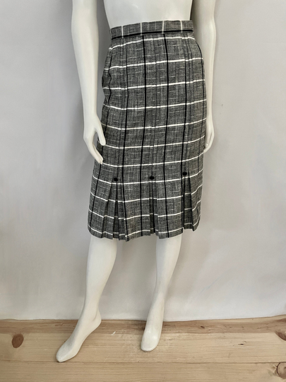 Vintage 80's Gray, Plaid, Fully Lined, Pencil Skirt | M