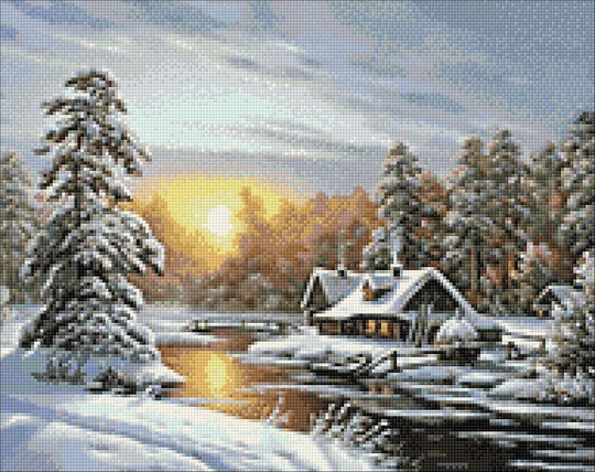 Winter Landscape Diamond Painting Set By Wizardi. Wd105 Art Kit. Large Kit