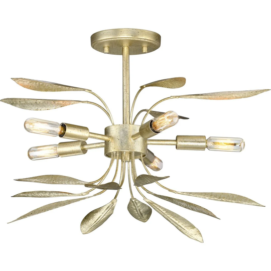 Mariposa Collection 5-Light Gilded Silver Luxe Hanging Pendant Light - 20 in x 20 in x 8.37 in