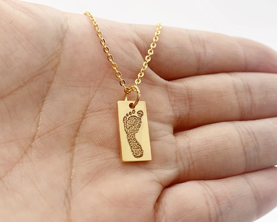 Baby Footprint Necklace/Baby Keepsake Necklace/Personalized Necklace/Kid's Handprint Necklace/New Mom Gift/Gift For Her
