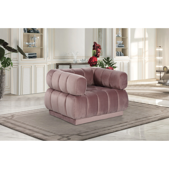 Chic Home Tofino Velvet Upholstered Channel-Quilted Club Chair