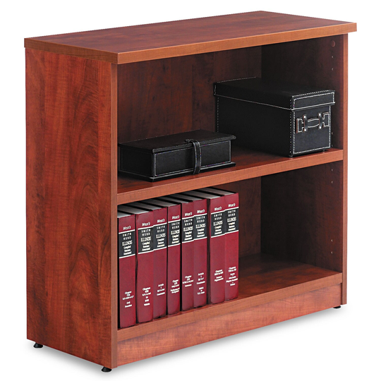 Alera Valencia Series Bookcase, Two-Shelf, 31 3/4 x 14 x 29 1/2, Med Cherry - 31 3/4" x 14" x 29 1/2"