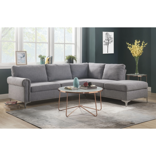 ACME Melvyn Sectional Sofa in Gray Fabric